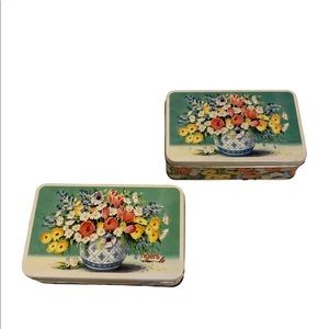 Vintage Pair of Hinged Empty Cadbury Cookie Tins with Floral Design! Late 90s